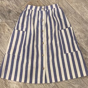 NWT Zara Girls Blue and White Striped Skirt, size 10
